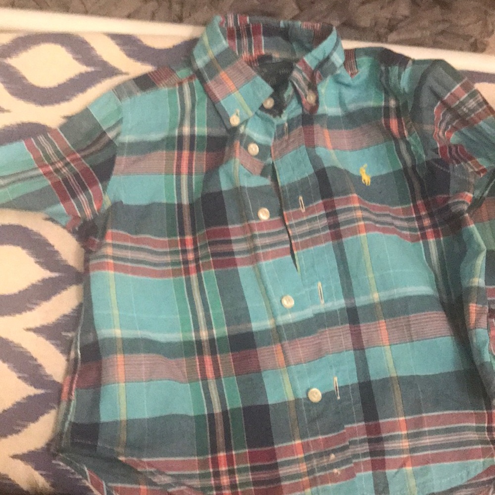 Kids polo plaid button down shirt